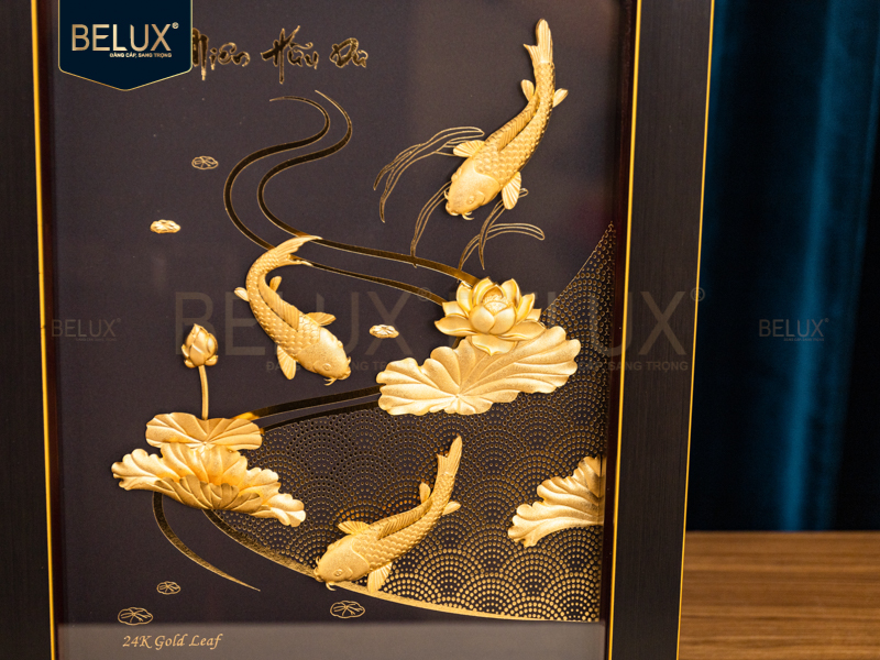 Tranh Niên Niên Hữu Dư Dát Vàng 24k 39x30cm